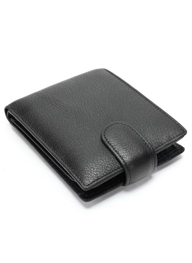 Yoze Black Genuine Cowhide Leather Bifold Wallet with RFID Blocking,pebble grain leather wallet,RFID blocking wallet,European style wallet,leather grain texture wallet, - Image 2